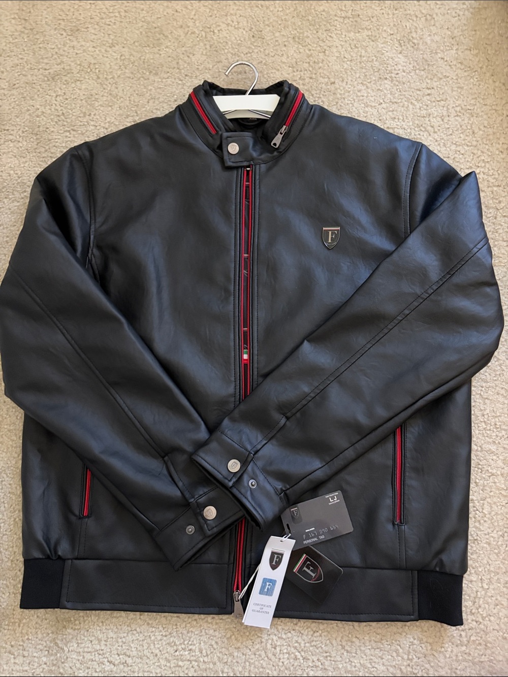 Ferrari F-collections Soft Leather Jacket XXL Black Red Italy
